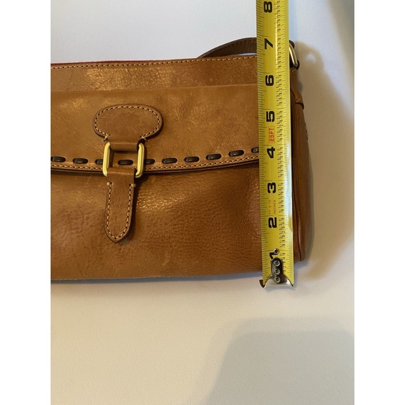 Dooney Bourke Brown Florentine Leather Natural Tassel Clutch Shoulder Bag Purse - Picture 10 of 13